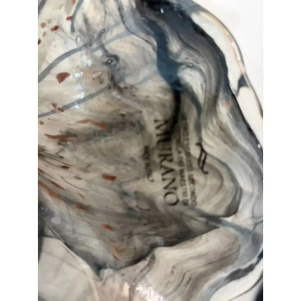 vtg. murano Lavorazione arte  art glass bowl, blue/gray